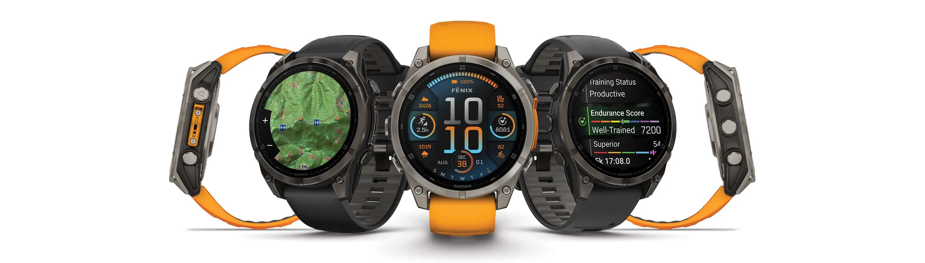 Умные часы Garmin Fenix 8, 47 мм, AMOLED, Sapphire Titanium with spark orange/graphite silicone band